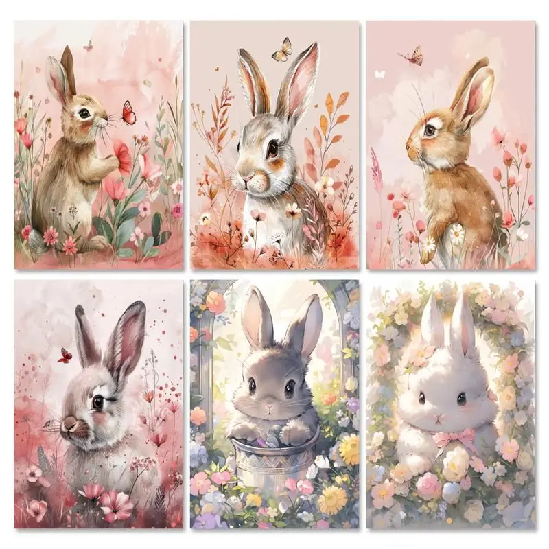 

GATYZTORY DIY Painting By Numbers Pink Rabbit Animal Acrylic Drawing On Canvas Picture HandPainted For Adults Kits Home Decor