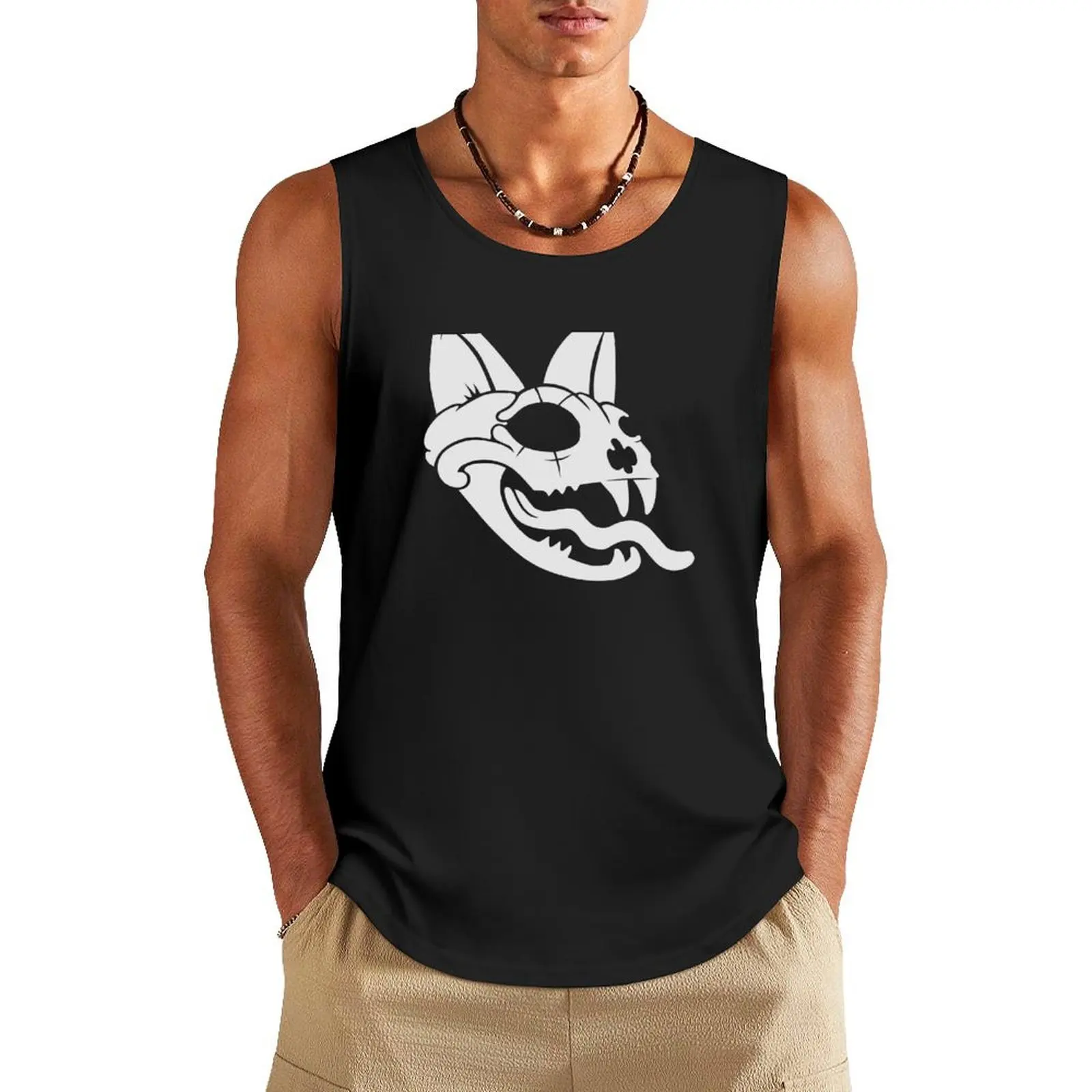 

Lovejoy Cat Skull Tank Top Men's sleeveless gym shirts gym shirts bodybuilding men clothes