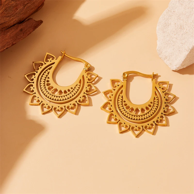 XIYANIKE Orecchini a cerchio a forma di cuore geometrico cavo in acciaio inossidabile 316L per le donne Ragazze Moda Anello di apertura Orecchio Regalo di gioielli da sposa