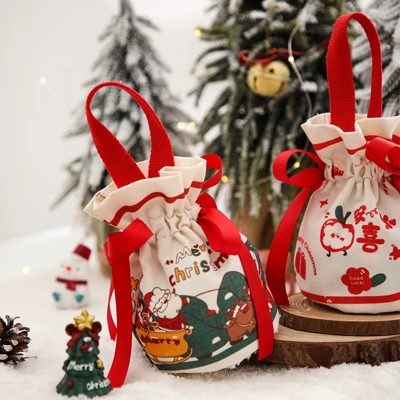 

20Pcs/Lot Creative Printed Cloth Bags Wedding Candy Bags Christmas Festival Supplies Bundles Portable Small Gift Packaging Bags