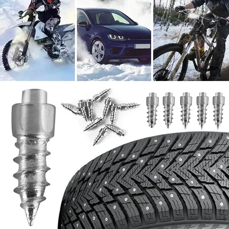 1- 50pcs Car Winter Anti-Slip Screws Nails Tools Universal Auto Motorcycle Bike Shoe Anti Skid Snow Spikes Studs Screws