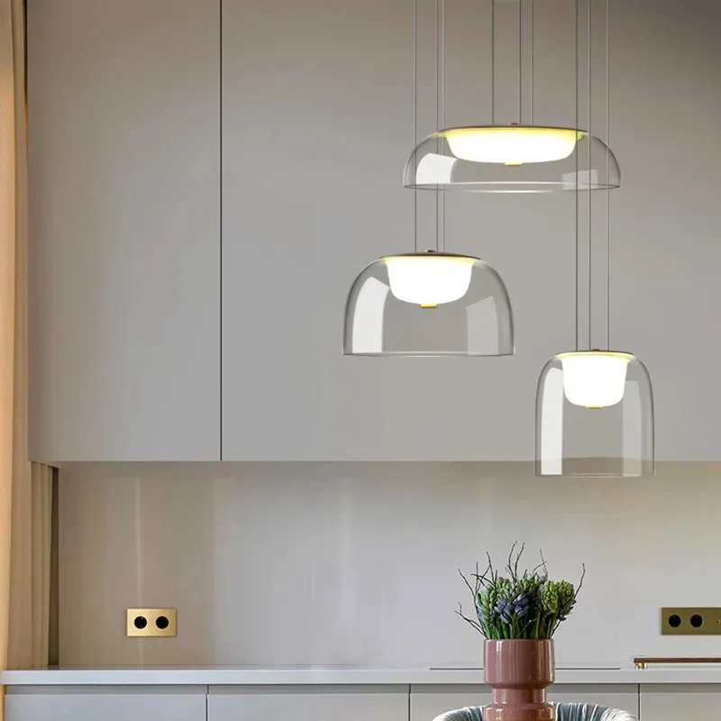 

Nordic Transparent Glass Chandelier Modern Design Restaurant Homestay Decor Bedroom Study Living Dining Room LED Chandeliers