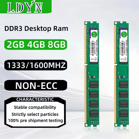 DDR3 2GB 4GB 8GB 1333MHz 1600MHz Desktop Memory Ram PC3-10600 12800 240pin DIMM 1.5V NON-ECC Unbuffered Memoria RAM
