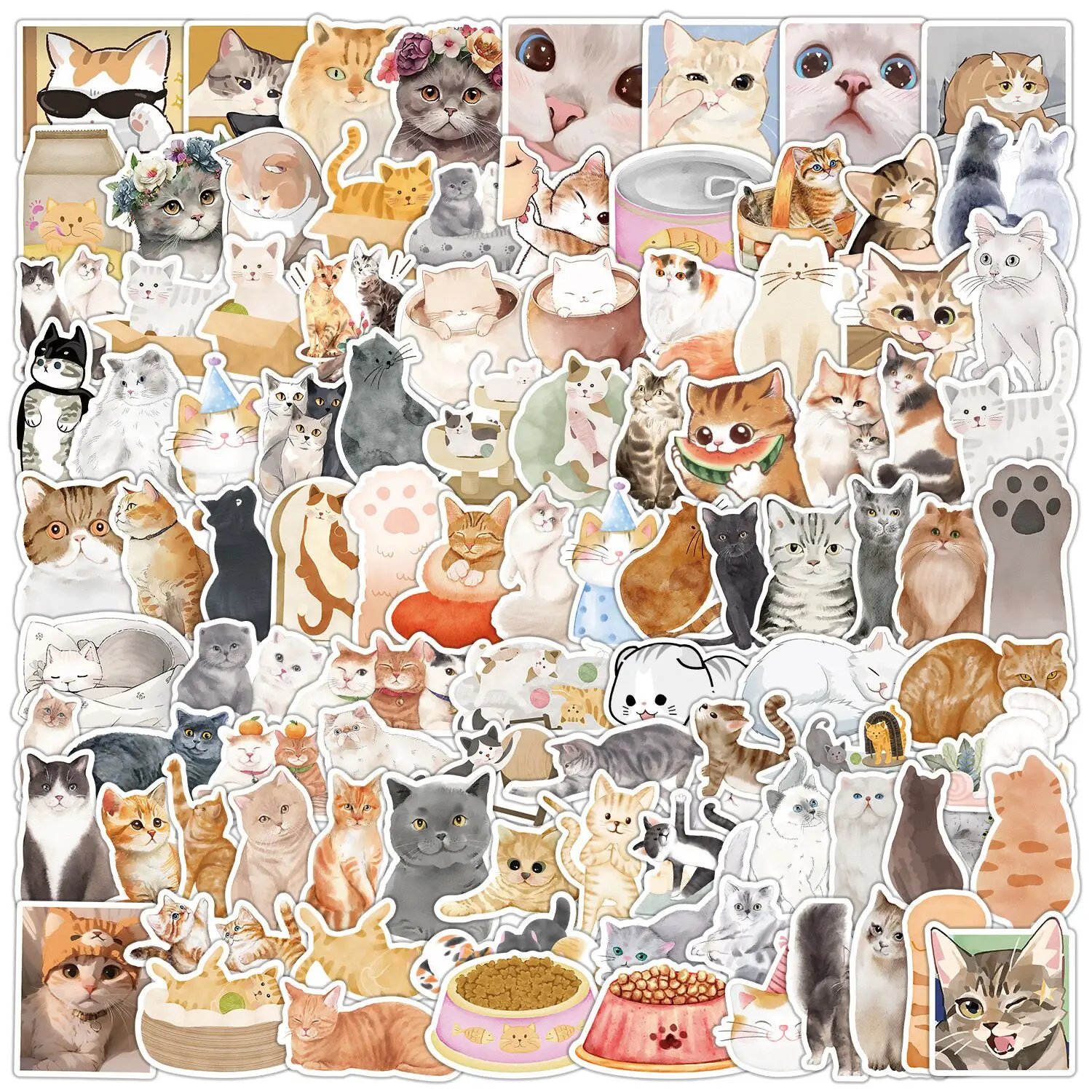 

10/50/100pcs Cute Cartoon Cat Meme Aesthetic Stickers Vinyl Kawaii Animal Decals DIY Phone Laptop Decoration Sticker Kids Toy