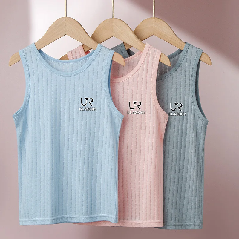 Kids Summer Tee Vest for Boys Children Summer Vest Tops for Girls Candy Tank Top Children Clothes Cotton Tees Sleeveless T-shirt