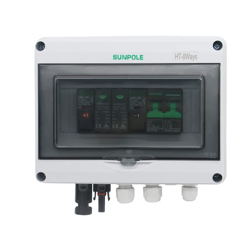 Waterproof Outdoor Surface Mounted 1 in 1 out 550V IP65 Solar PV Surge Lightning Protection DC Distribution Box Combiner Box