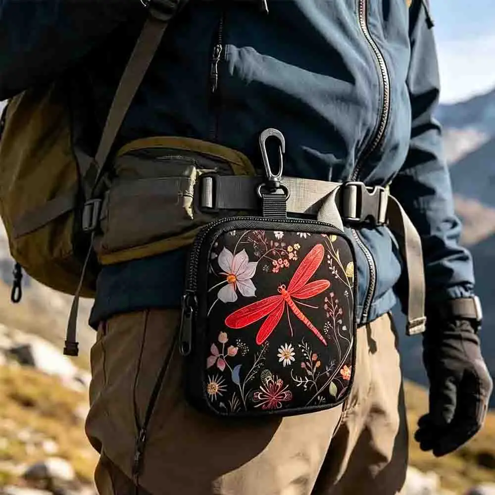

Мини-квадратный кошелек с принтом стрекозы, холщовый кошелек на молнии, дорожный органайзер для наушников, портативная маленькая сумка с винтажным цветочным узором