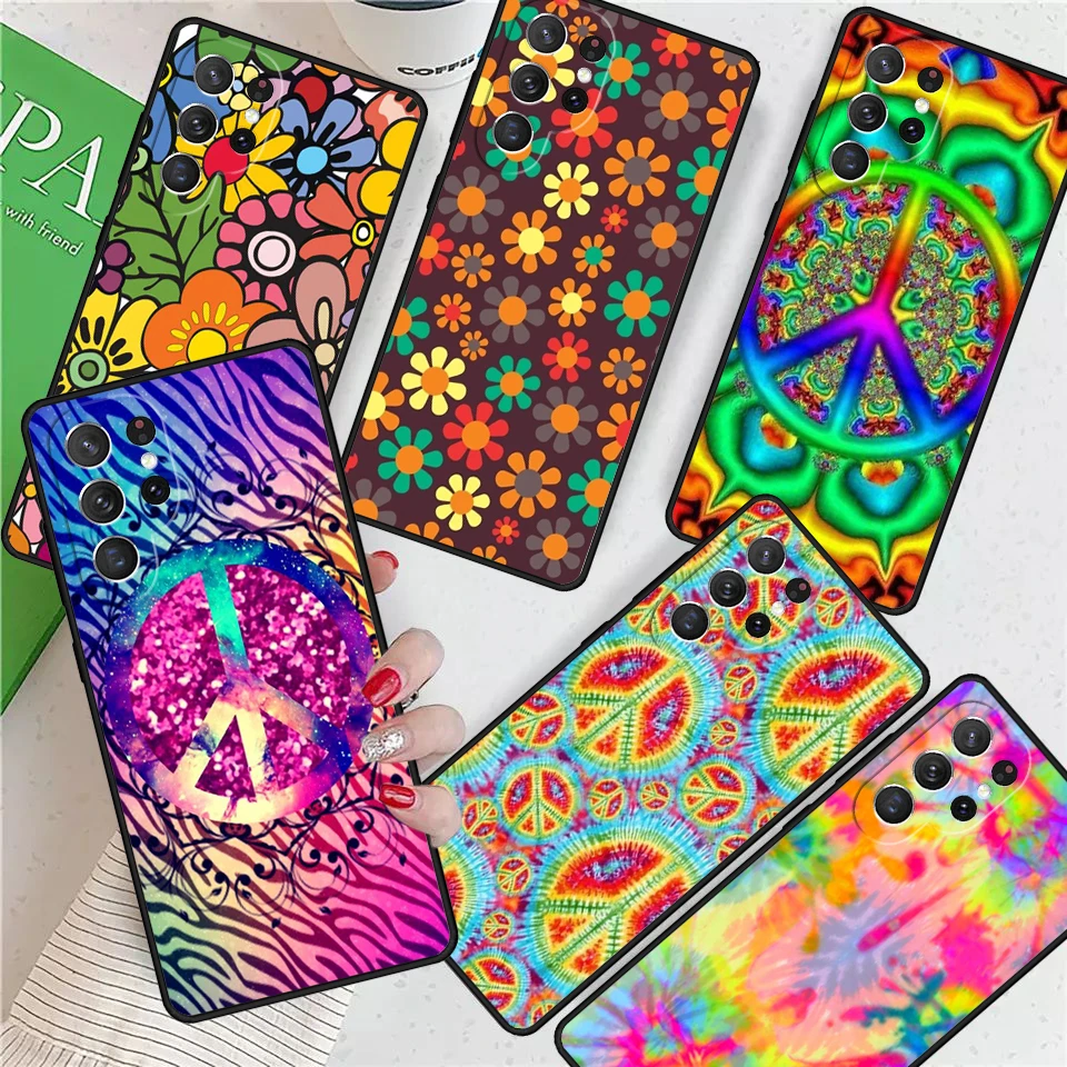 Hippie Daisy Tie-dye Flower Peace For Samsung Galaxy S24 Ultra S21 S22 S8 S9 S10E Note 10 20 Plus FE S23 Phone case Cover Coque