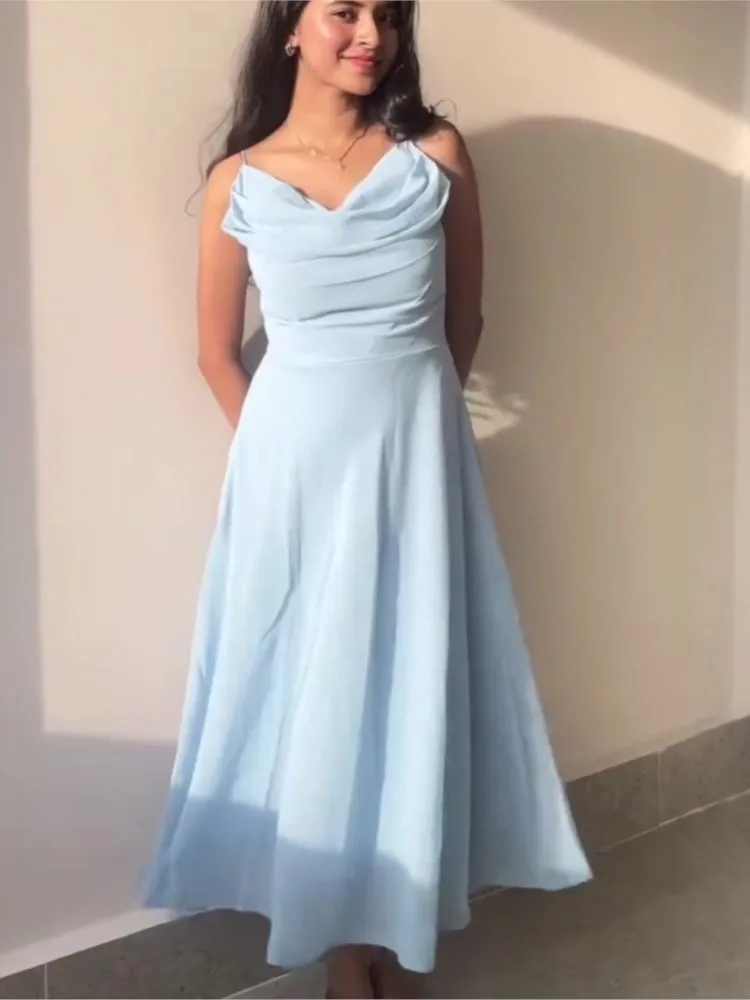 

Party Dresses For Woman Fashion Suspender Dress Solid Color Off Shoulder Slim Vestidos Elegant Temperament Sleeveless Trendy