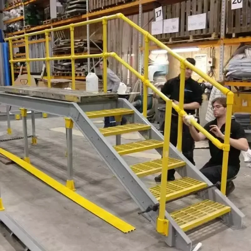 Customizable Industrial Metal Steel Staircase with Handrails and Steps