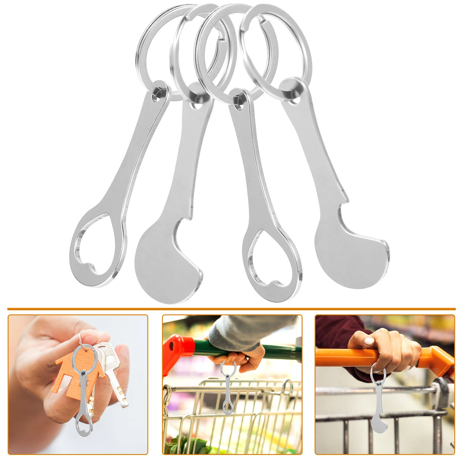 Portable Trolley Remover Store Token Shopping Cart Key Rings Metal Keychain for Change