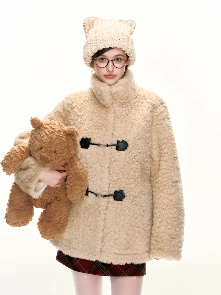 

Lennea Women's Thiened Stand Collar Faux Fur Coat Korean Sle Autumn Winter eepskin Coat Eco Friendly ort Outerwear