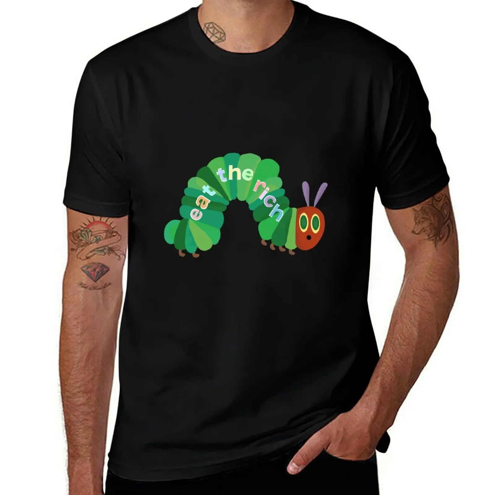 Eat The Rich Hungry Caterpillar T-Shirt Short sleeve tee hippie clothes shirts graphic korean fashion plain white t shirts men