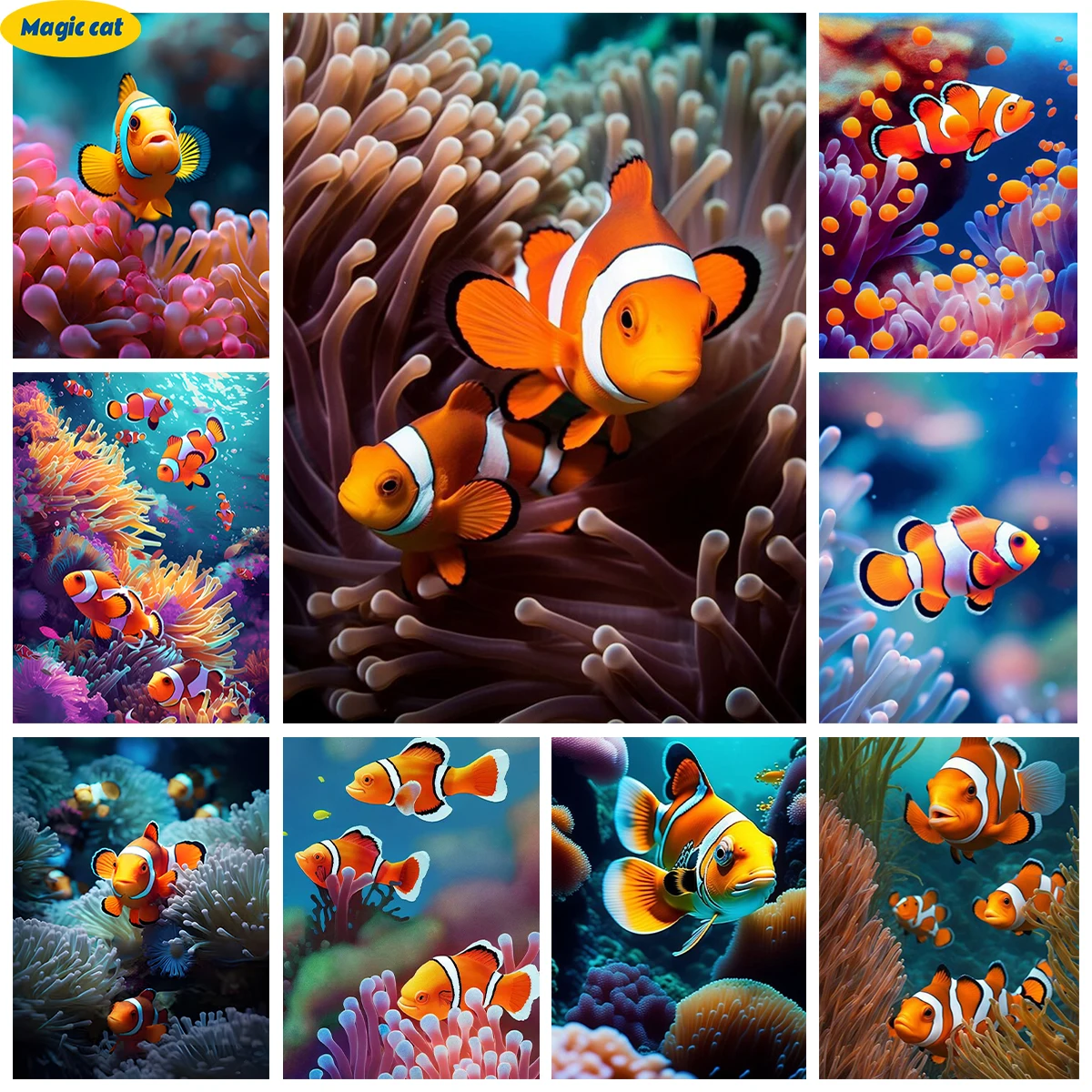 

Clownfish 5D Diamond Painting Tropical Landscape Fish Diy Diamond Embroidery Rhinestone Cross Stitch Home Wall Decor Hand Gift