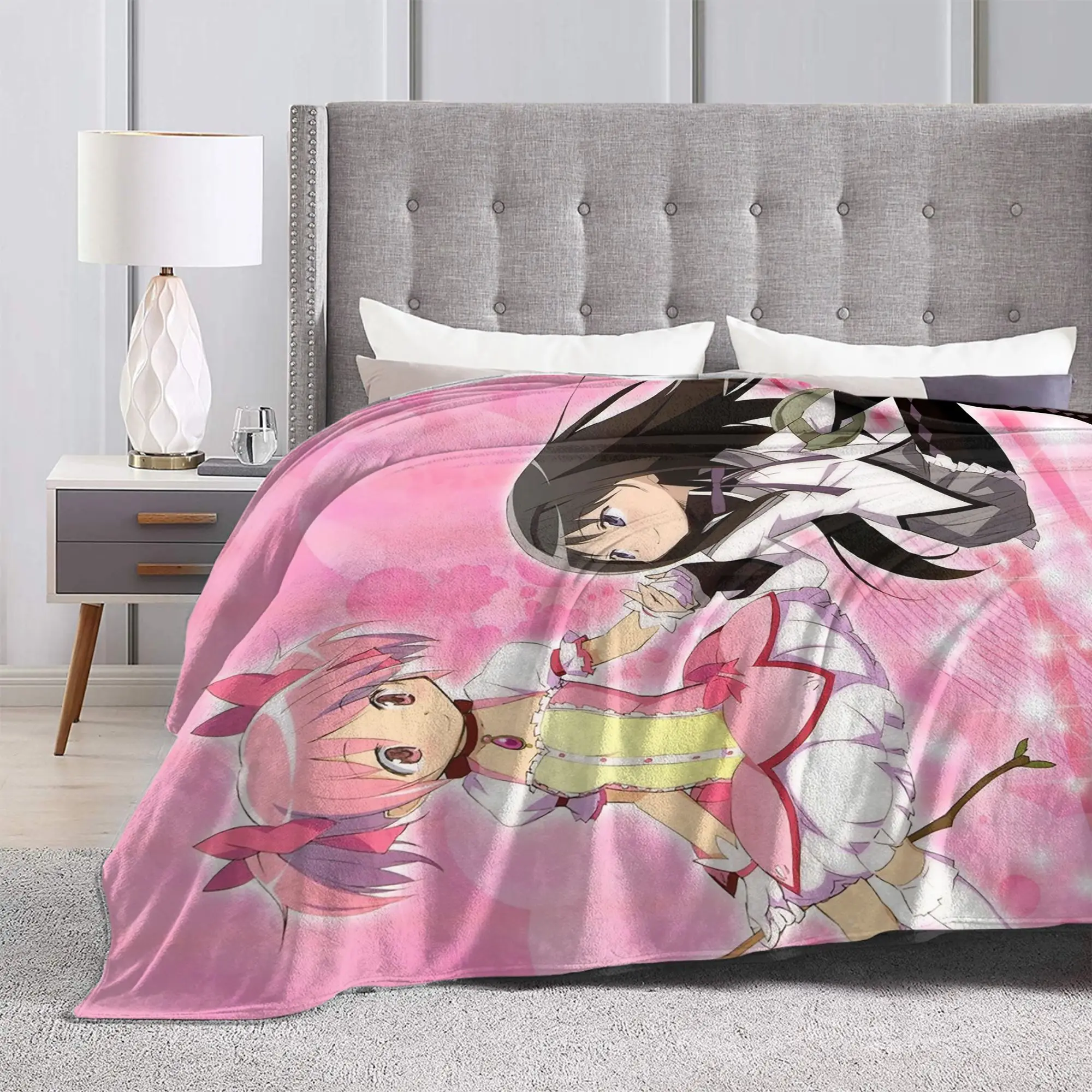Puella Magi Madokas Magica Blankets Anime Homura Akemi Flannel Novelty Soft Throw Blankets for Chair Covering Sofa  Winter