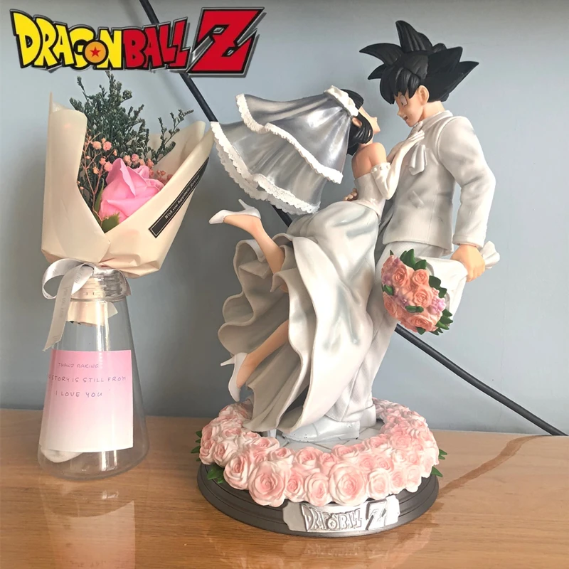 

Hot 31cm Anime Dragon Ball Z Goku Chichi Wedding Day Romantic Human Shape Pvc Figurine Model Toys Holiday For Girlfriend Gift