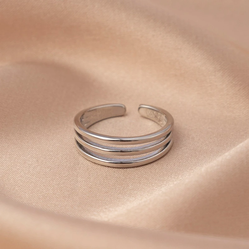 Minimalist Gold /silver Color Multi-layer Adjustable Open Ring for Women's Summer Beach Vacation Party Jewelry