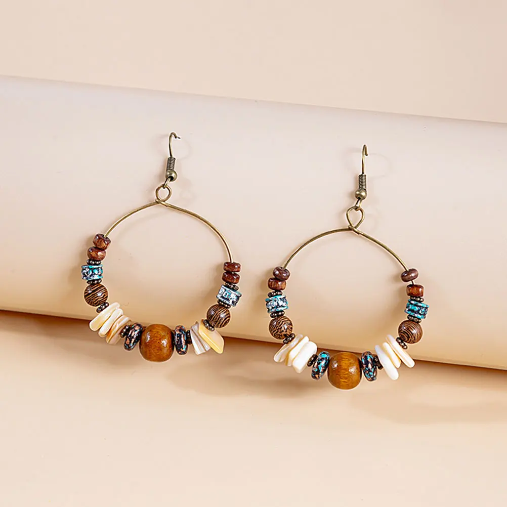 

Bohemian Earrings Beaded Hoop Vintage Copper Classical Hooks Earrings For Women for Women Fashion Big Dangle Jewelry