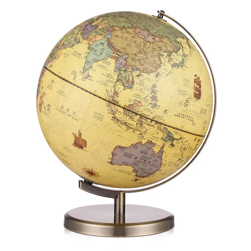 Golden Ball Large HD Retro Globe Table Lamp for Children Students Teaching Version European Study Decoration Gift