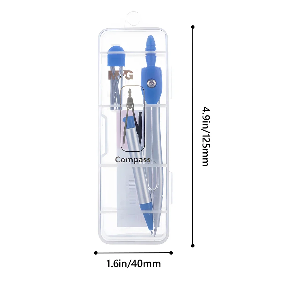 M&G 1 Set Metal Compass Design Drawings Engineering Instruments Tools Office School Student Supplies with Box and Pencil Refill