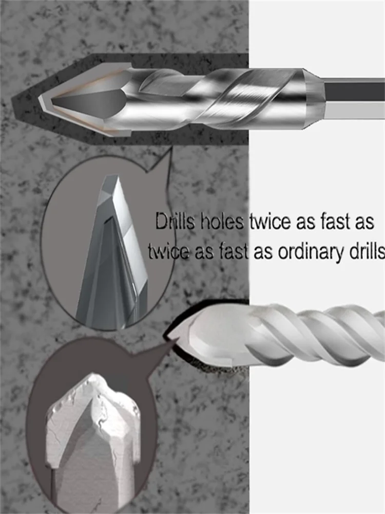 High Hardness Skewed Head Eccentric Drill Precision Drilling 6/8/10/12mm Crooked Drill Bit For Tile Ceramic Punching