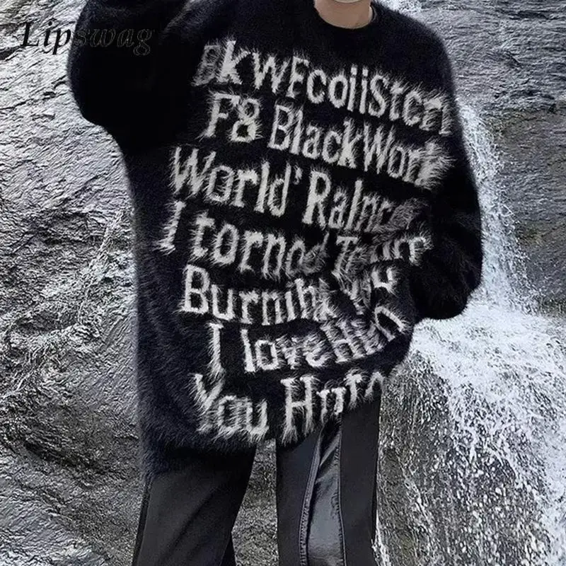 

Осень-зима уличные повседневные мужские флисовые толстовки винтажные пушистые уютные пуловеры с надписью топы мужские стильный вязаный свитер с круглым вырезом