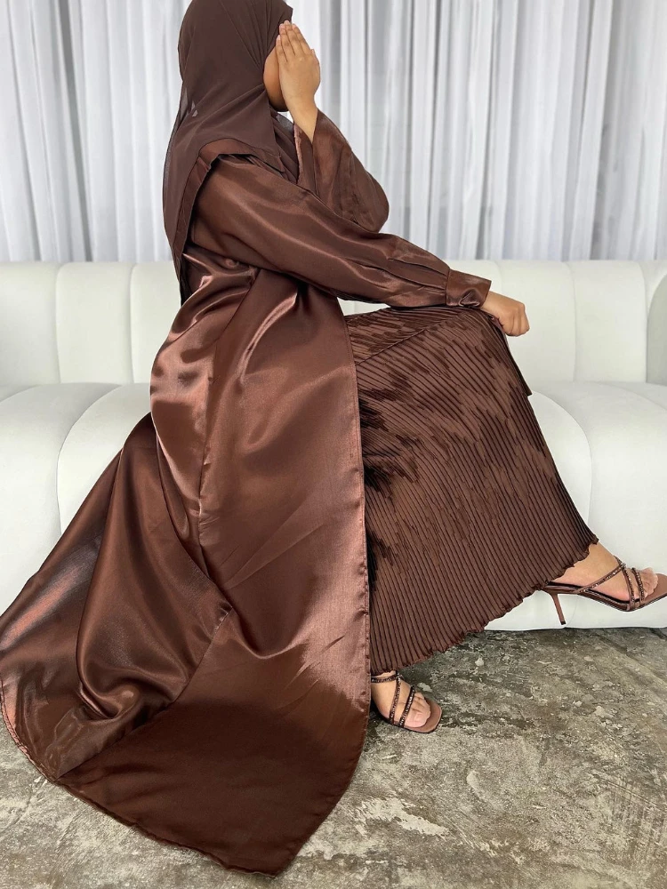 Ramadan Muslim Abaya +inner Dress Women 2 Piece Set Abayas Morocco Dresses 2024 Islamic Vestido Cardigan Kaftan Arabic Elbise