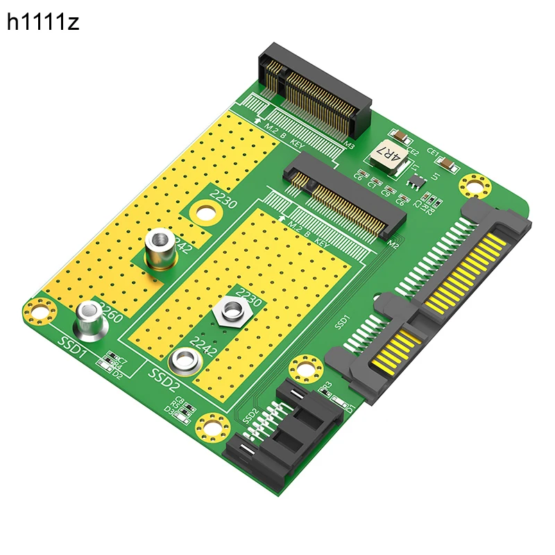 

Dual M.2 B Key to Dual SATA3.0 Adapter Converter Board External M2 SATA SSD Expansion Card Support 2230 2242 2260 SSD M2 Adapter