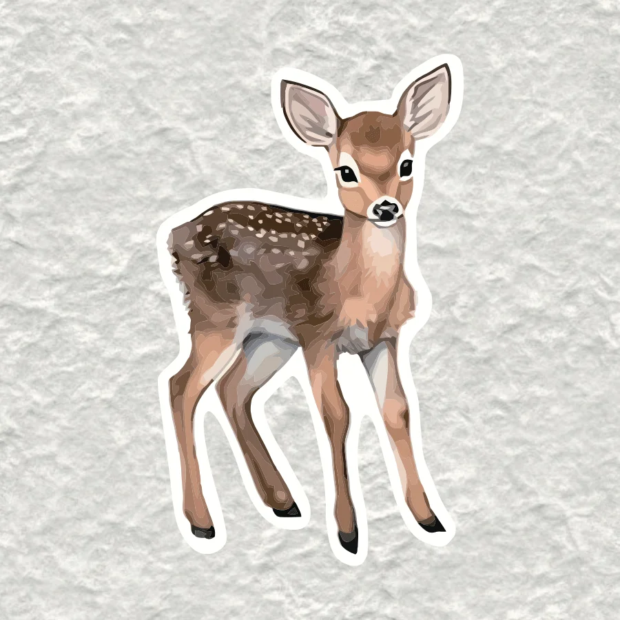 Cute Deer Vinyl Sticker, Forest Animal Design Waterproof Decal for Laptop, Water Bottle, Window & Car