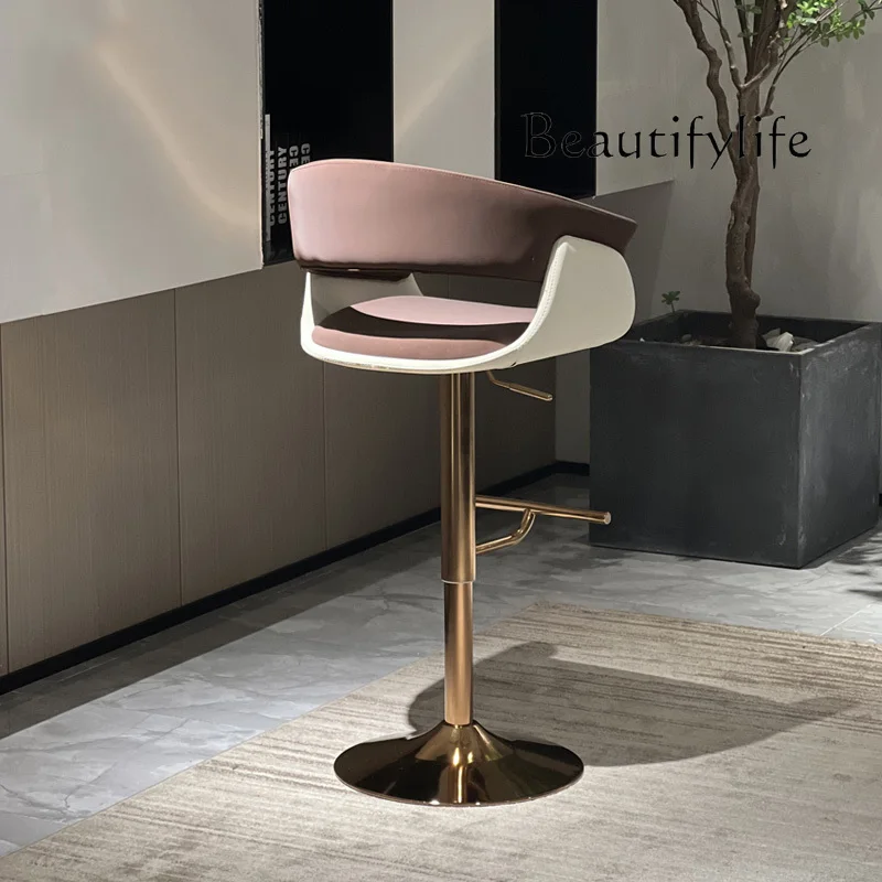 

X High Lounge Bar Chair Nordic Vintage Gold Counter Bar Chair Metalic Adjustable Taburetes Para Barra De Cocina Luxury Furniture