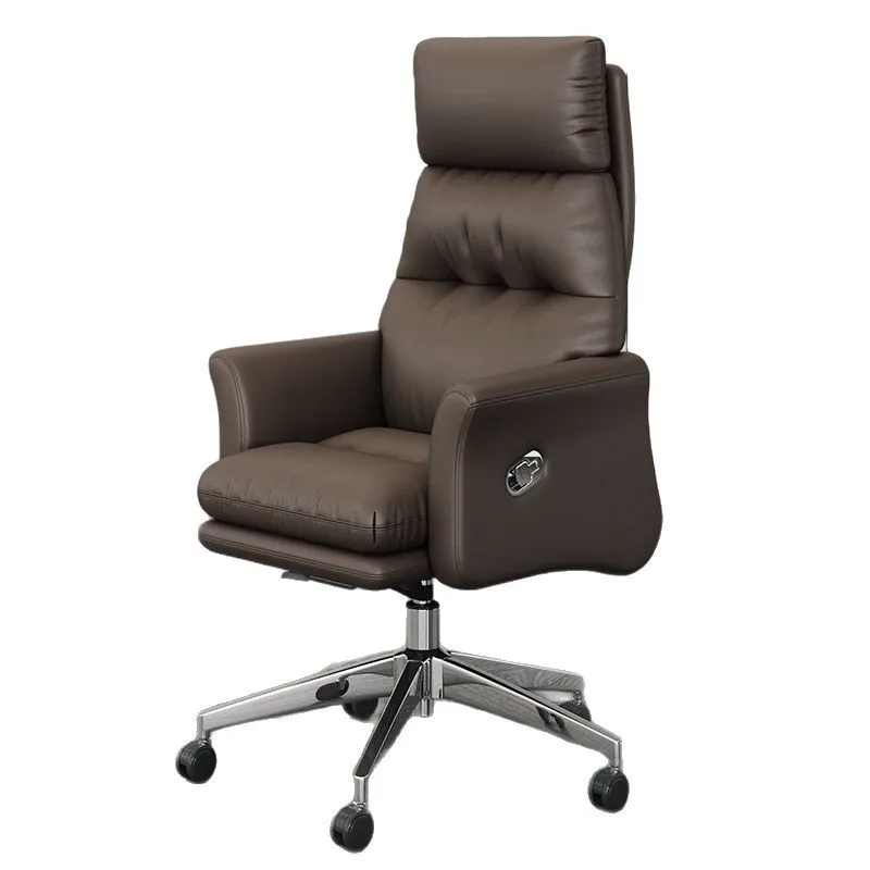 Genuine Leather Boss Chair Light Luxury Executive Office Computer Chair Reclining Comfortable Long Sitting Home Study