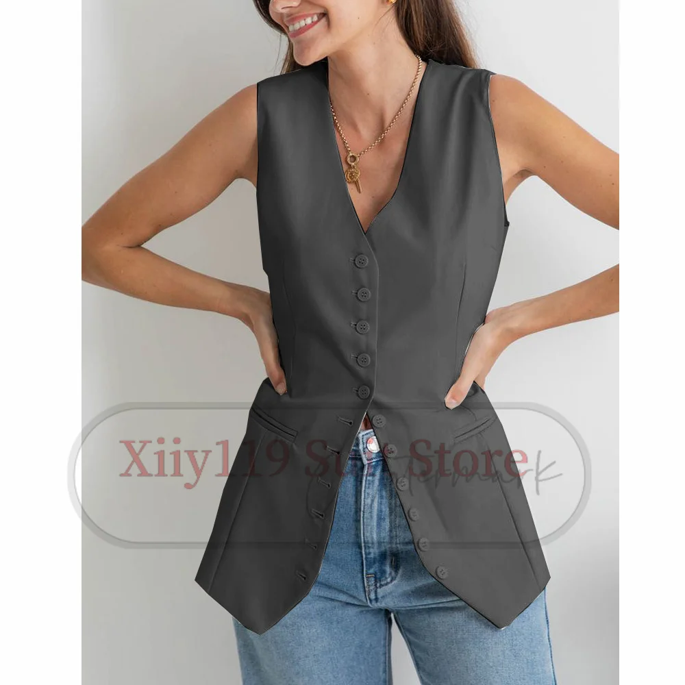 2024 Ladies New Vest Business Simple Casual Single-breasted Comfortable and Breathable Ladies Vest Top Women Vests for Women