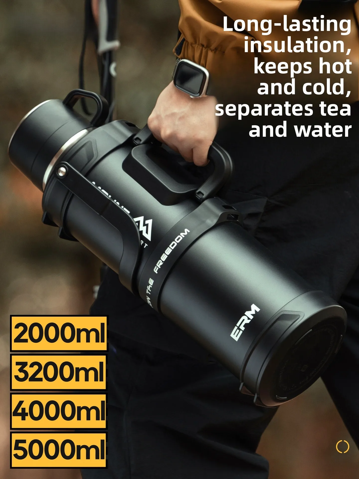 

Large Capacity Travel Thermos ERM Stainless Steel Water Bottle for Men Outdoor Car Vessel Long Lasting Insulation Hot Water B...