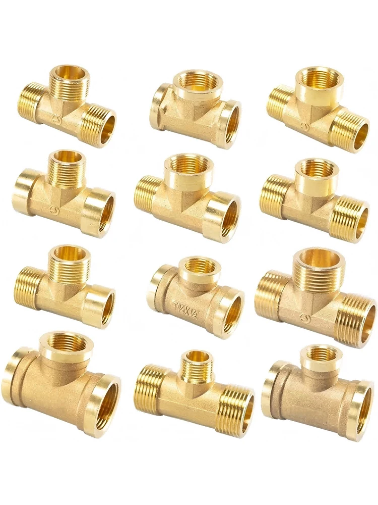 Pneumatyczne instalacje hydrauliczne mosiężne złącze rurowe gwint męski/żeński 1/8 1/4 3/8 1/2 BSP typ Tee złączki miedziane woda olej gaz Adapter — zdjęcie 2