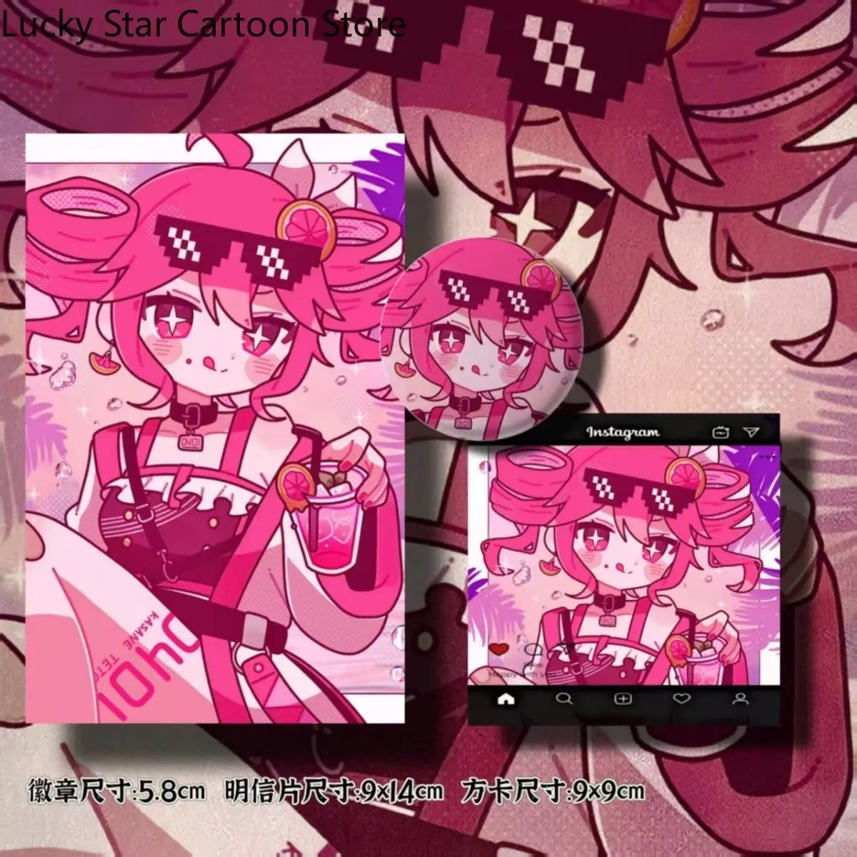 3pcs Badge Postcard Small Card Kasane Teto Game Anime Cosplay Cute Suit Birthday Gift Fans  Collection Halloween Gift