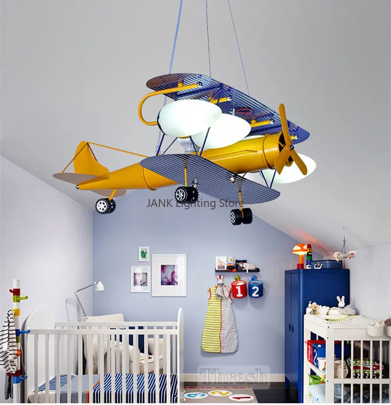 New Airplane Children Led Chandelier for Kids Baby Boy Room Lighting Eye Protection and Environmental Decor Lamps Fixtures