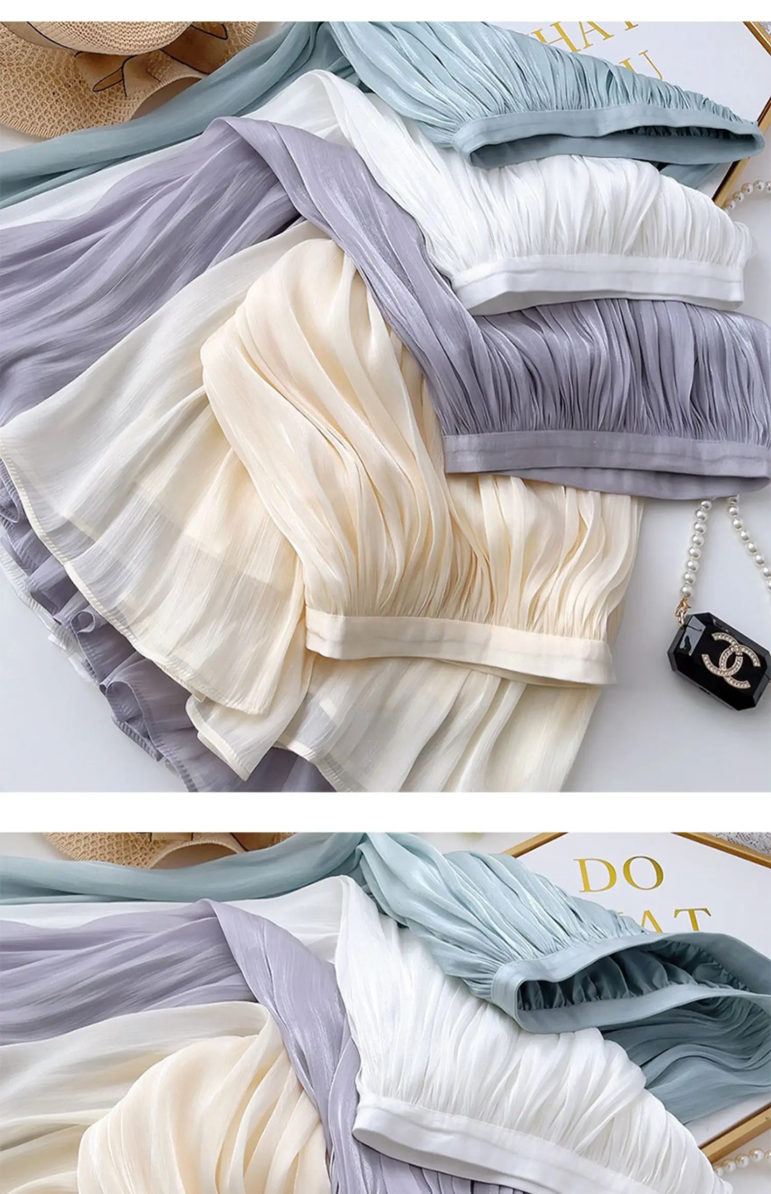 2026 Frühjahr/Sommer Neuer Glänzender A-Linien-Rock für Damen, Einfarbig, Hohe Taille, Französischer Pariser Stil, Eleganter Asymmetrischer Rock – Detail 3