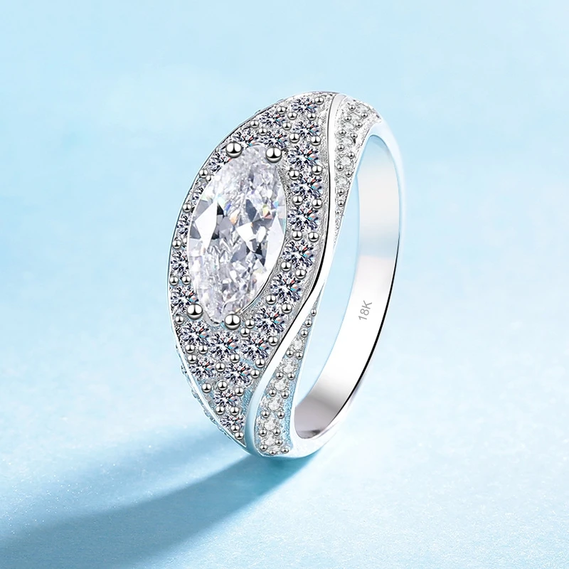 Girl Valentine's Day 18K White Gold Birthday Gift 1CT Moissanite Diamond Women Wedding Band Party PT950 Eye of The Devil Rings