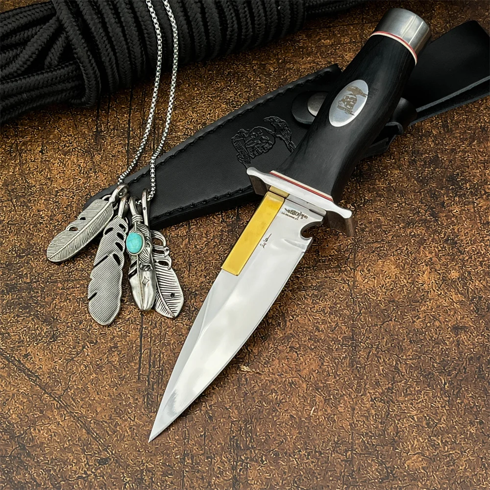 

Тактический нож с фиксированным лезвием 9Cr13Mov, черная ручка из сандалового дерева, ножи для кемпинга, рыбалки, охоты, резки, инструменты для выживания