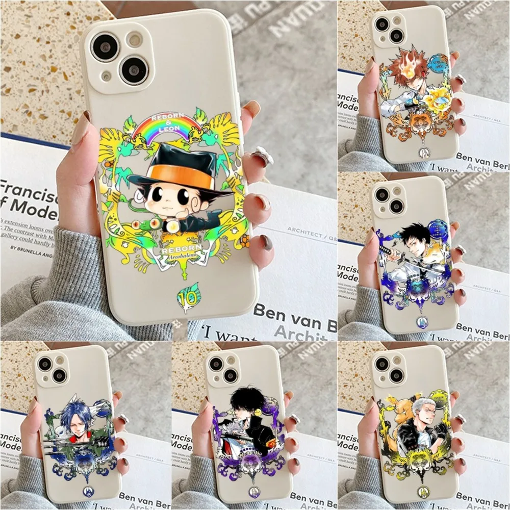 H-HITMAN R-REBORN Anime Phone Case For Iphone 11 13 14 Pro Max X Xr Xs Max Se2020 12mini White Cover Case