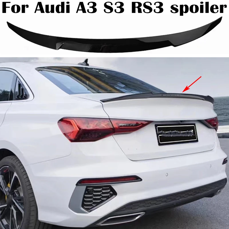 

For Audi A3 S3 RS3 8V Sedan Spoiler 2021 2022 2023 2024 High Quality ABS Plastics Car Rear trunk cover wings spoiler Airfoil