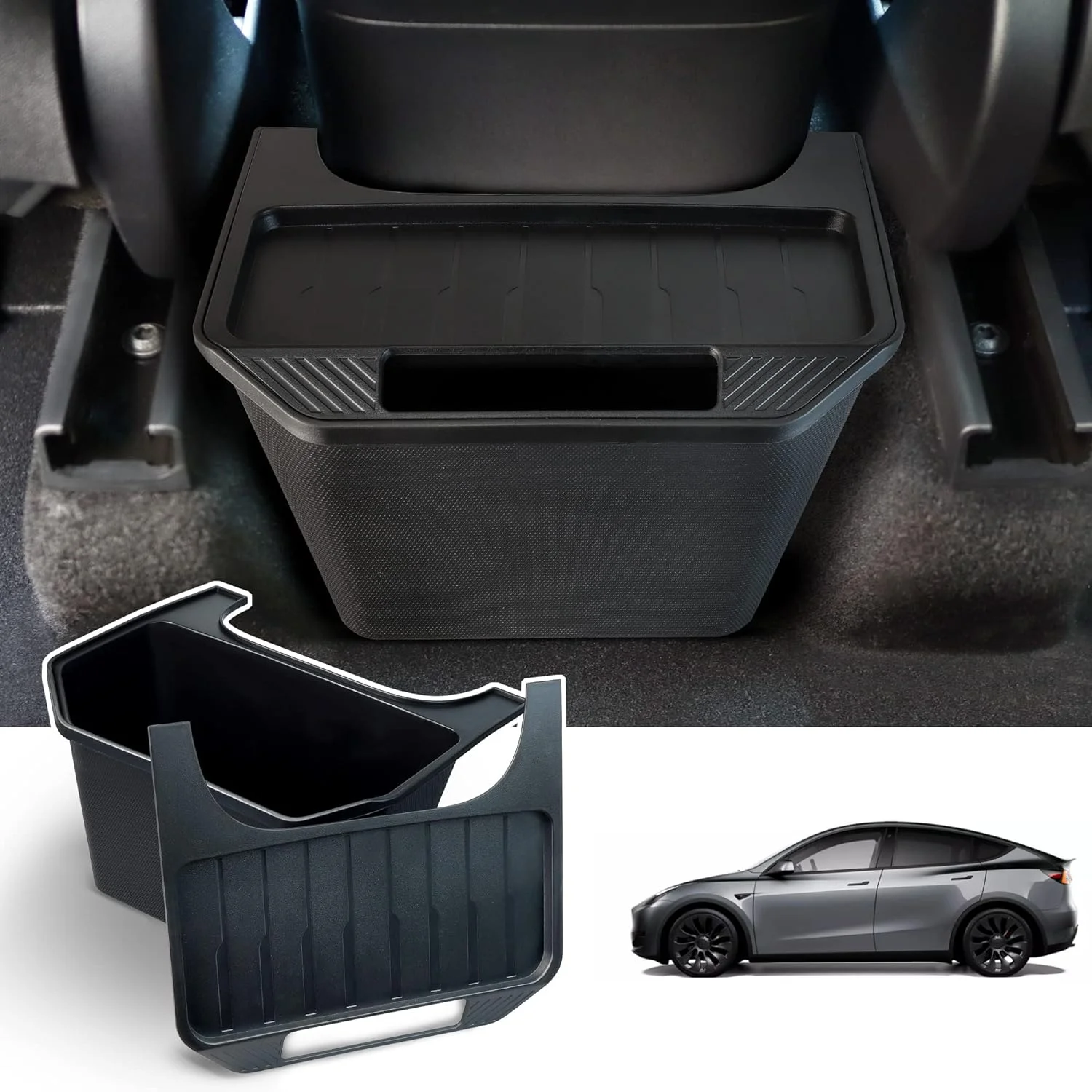 

For Tesla Model Y 2020-2024 Organizer Backseat Storage Box Trash Can, Rear Center Console Organizer Second Row Container