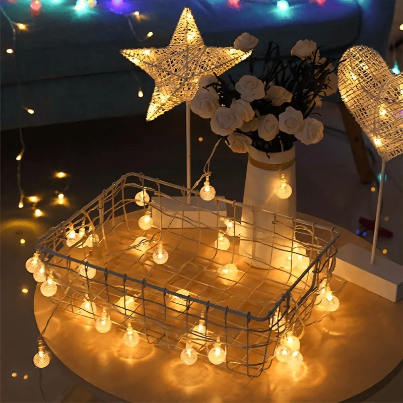 Bubble Ball Light Battery Box String Crystal Bead Ball Fairy String Light Wedding Party New Year Christmas Decorations for Home