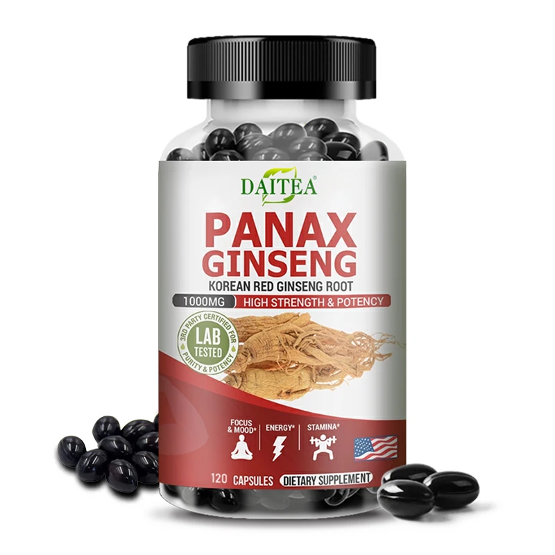 

Ginseng Extract - Boosts Energy, Focus, Athletic Performance, Endurance and Immunity - 120 Capsules, for Men and Women
