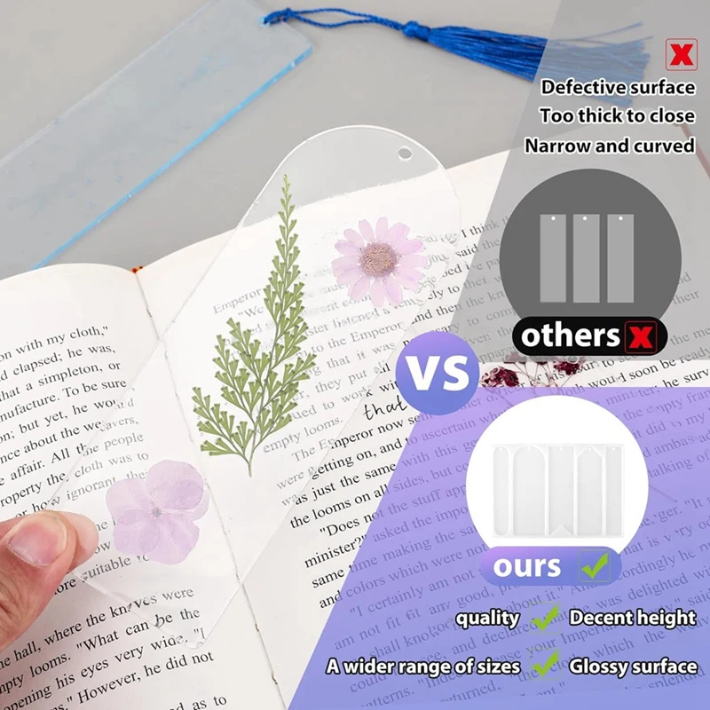 Handcrafted Bookmark Creation Kit: 5 Silicone Molds And 20 Tassels For Resin Crafting