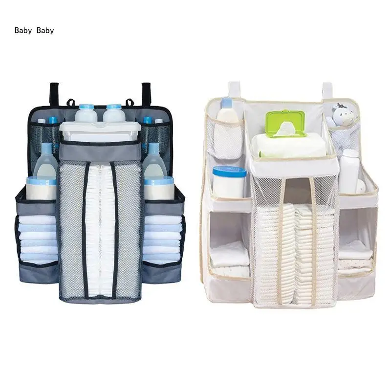 Baby Bed Diaper Hanging Holder Infant Bedding Nursing Storage Bag Newborn Crib Nappy Q81A