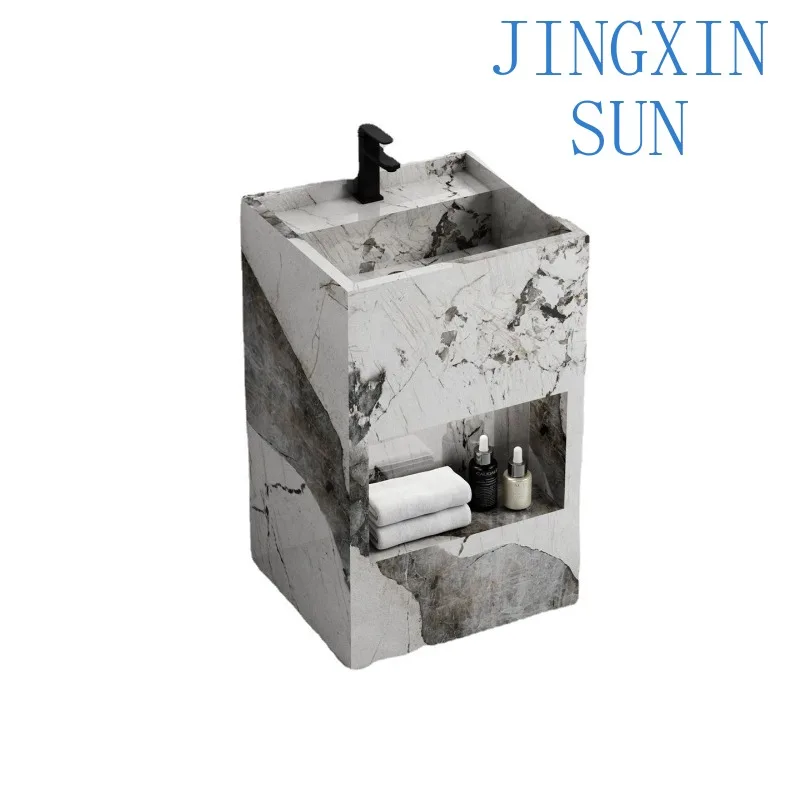 Bright rock slab column basin integrated seamless rock slab column basin wash basin floor type washbasin rock slab washbasin