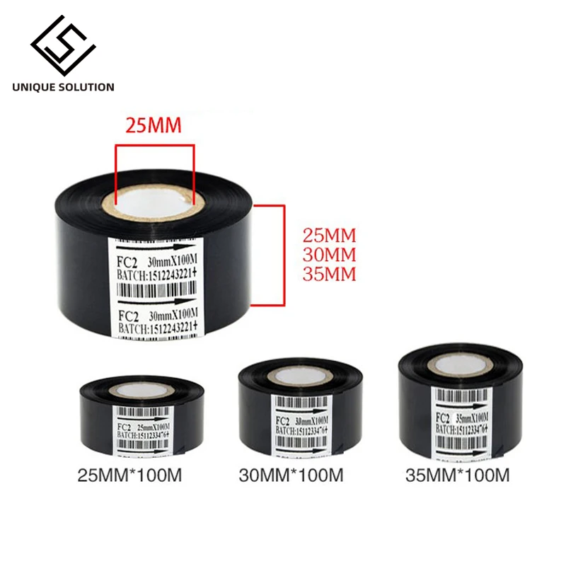 Thermal Ribbon Of Ribbon Printing Machine 30*100m Date Code Printer Accessory Black 25mm 30mm 35mm Width For DY-8 HP-241B