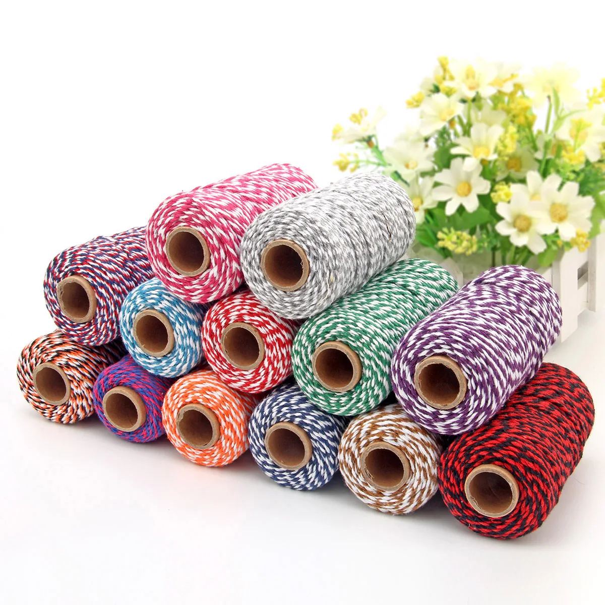 

50Pcs 2mm Colourful Cotton Cords Double-color Bakers String Rope Twine DIY Crafts Plant Gift Packing Decor Apparel Wrapping