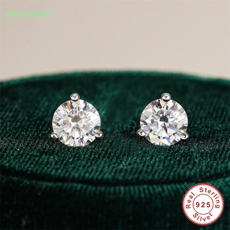 

Xiqi Jewelry 3-Claw Moissanite Earrings, 1CT/2CT, GRA Certified, 925 Sterling Silver, Ladies' Earrings, Bone Studs, Fashionable,
